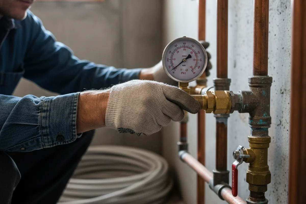 Pressure testing a repaired line during Water Line Repair in Medimont